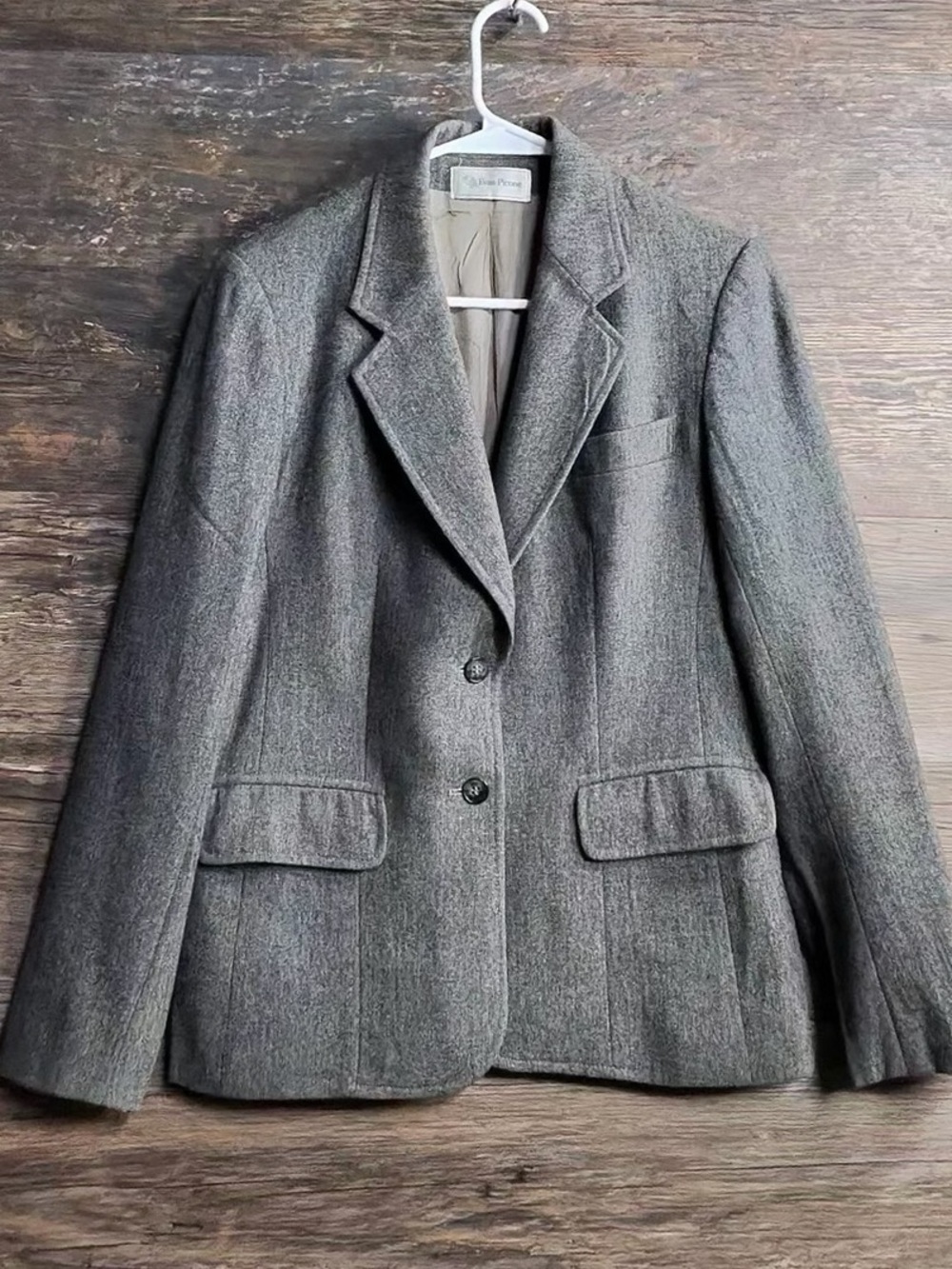 Evan Picone Gray Tailored Two-Button Wool-Blend Blazer